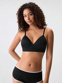 Loungeista Women's Sexy Supportive Wireless Seamless Soft Breathable Brafor Summerfor Summer - Black - View 5