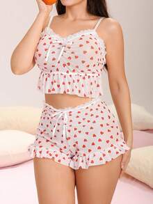 Eraneu Bộ đồ lót gợi cảm cỡ lớn 2 món dành cho phụ nữ - Đỏ và trắng - Xem 3