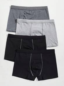 SHEIN 4 piezas/Set Calzoncillos tipo bóxer cómodos y casuales para hombres - Multicolor - Ver 4