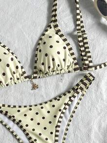 Swim Mod Women's Random Print Bikini Set With Adjustable Shoulder Straps And Metal Decor, Suitable For Spring/Summer - Multicolor - View 5