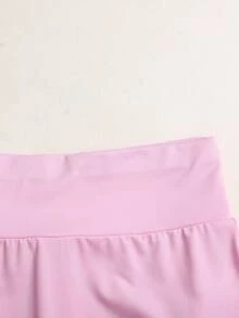 SHEIN Girlism 少女休闲日常舒适纯色外套、背心和短裤套装，运动服 - 粉色 - 查看 7