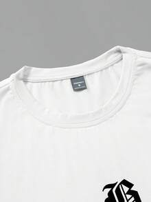 PAVTROS Men's Letter Print Round Neck Short Sleeve T-Shirt And Drawstring Waist Shorts Casual Set - Multicolor - View 4