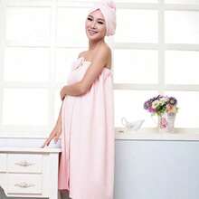 Bộ hai mảnh váy ống/mũ trùm tóc bằng sợi microfiber, váy tắm nơ cho người lớn, thấm hút nước tốt, nhẹ và nhanh khô, bộ hai mảnh khăn tắm và mũ trùm tóc, đồ dùng phòng tắm, váy xông hơi cho nữ, khăn xông hơi spa (55,11in * 28,74in) - Nhiều màu - Xem 11