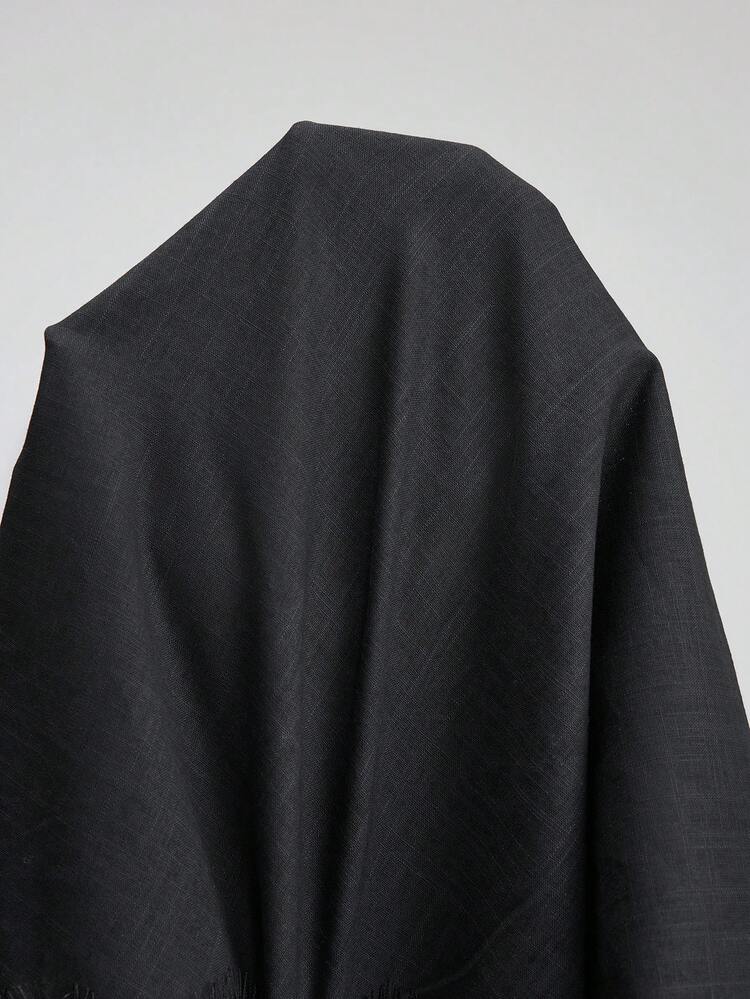 Women's Black Textured Fabric Comfortable Soft Spaghetti Strap Long Top, Fitted Silhouette With Lace Trim Asymmetric Hem Design, Modern Urban Casual Business Chic Office Wear, Low-Key Elegant Vibe, High-Quality Airport Fashion