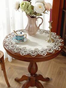 Cirelle 1pc Vintage Lace Round Tablecloth, Elegant Embroidered Hollow Out Table Mat, Polyester Table Cover For Dining Room, Kitchen, Party And Home Decor - Multicolor - View 5