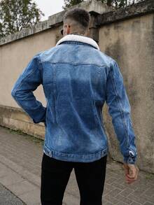 Artur Kramer Áo khoác denim dài tay kiểu Mỹ cổ điển dành cho nam, thích hợp cho mùa thu. - Rửa trung bình - Xem 2
