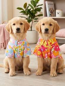 PETSIN 1pc Holiday Style Flower Cute Fashion Pet Printing And Dog Clothing - Multicolor - View 3