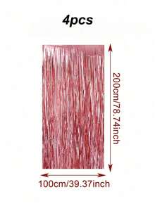 1/2/4pcs Bright Pink Tinsel Curtain Backdrop Decor For Birthday Gender Reveal Baby Shower Bridal Party Wedding Celebration Photo Booth Background Props - Pink - View 12