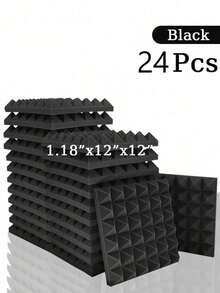SHEIN 金字塔吸音泡沫 6-48 块 12 英寸 X 12 英寸 X 3 英寸 / 12 英寸 X 12 英寸 X 2 英寸 / 12 英寸 X 12 英寸 X 1.18 英寸 吸音板 8 色高密度声学处理泡沫 工作室隔音海绵垫 家居装修 - 彩色 - 查看 36