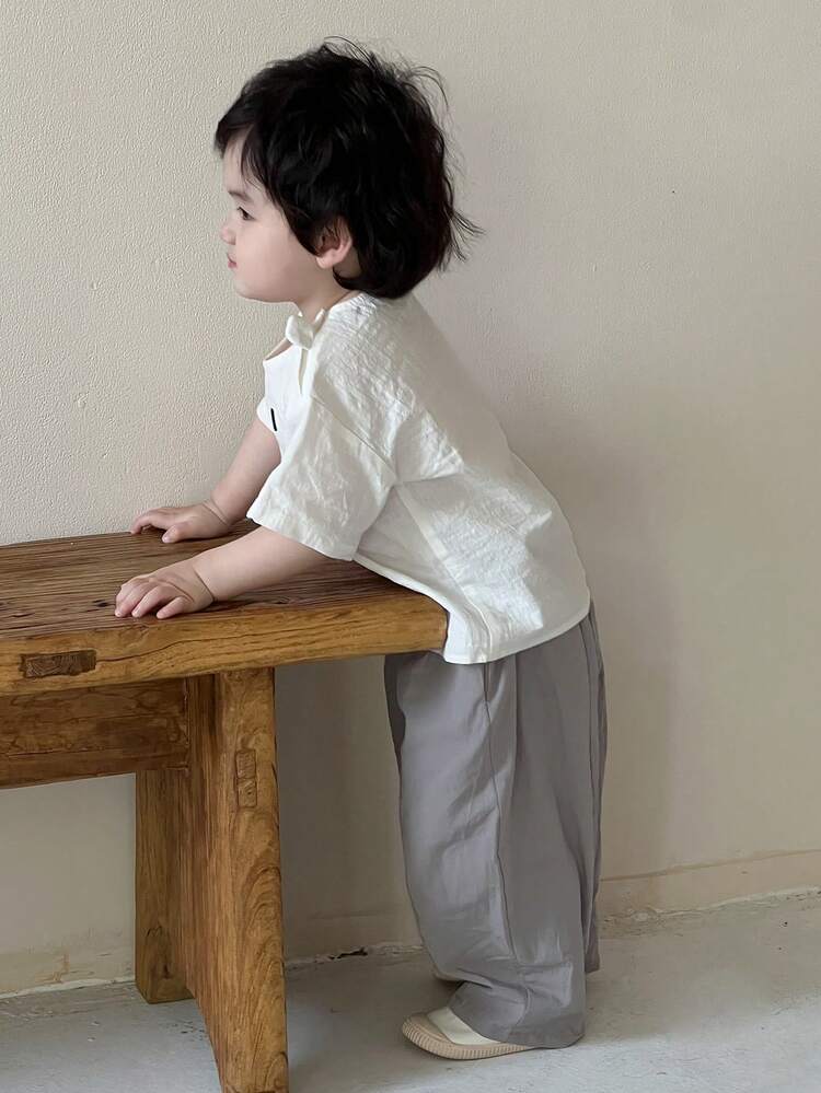 Baby Boy Casual Solid Color Loose Fit Pants
