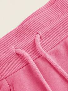 SHEIN BASICS 舒適低腰開衩運動短褲，休閒運動風寬鬆居家短褲，春夏健身運動穿搭，粉色 - 玫紅色 - 查看 10