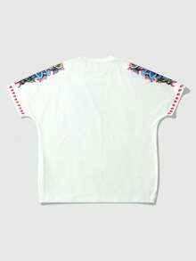 ROMWE MEN Men's Letter Gesture Print Round Neck Casual Loose T-Shirt - Khaki - View 3