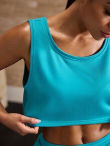 Powerista Women Sweatshirt Material Loose Cropped Sports Tank Top - Mint Green - View 5