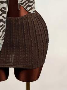 Mistrie 2026 Spring Summer Sexy Casual Date Golf Versatile Ruched Asymmetric Hem Skirt Top 2-Piece Set For Women White - Brown - View 6