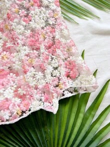 Soleia 年輕性感前衛花卉蕾絲雙層修身魚骨束胸 Bustier，鏤空刺繡塑身衣，無墊肩，復古音樂節派對穿搭，適合熱帶度假、約會、下午茶、海灘郵輪度假、公路旅行城市度假、派對、波希米亞、嬉皮、西部、嘉年華風 - 淺粉色 - 查看 3