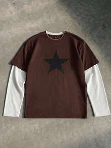 SWAVVY Men's Printed Long Sleeve T-Shirt - Brown - View 6
