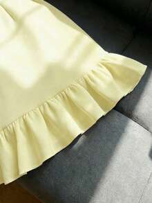 SHEIN Raffinéa Vestido de verano elegante y chic de mujer, de unicolor, con cuello cuadrado, sin mangas y con volantes en el bajo - Amarillo - Ver 6