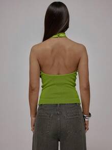 MUSERA Áo thun cổ cao ôm sát không tay in họa tiết da báo vằn, phong cách đường phố mùa thu đông, cá tính, phong cách Y2K, thường ngày, màu nâu đỏ, lễ hội, đi nghỉ mát - màu xanh lá - Xem 2