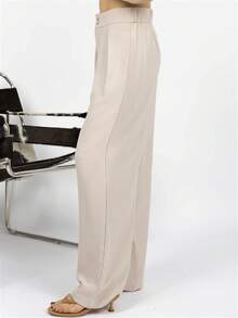 PRISCILA ESCOTO PRISCILA ESCOTO Summer High-Waisted Pants Multi-Piece Set, Wide Leg Pants High Waist Fold Pleated Wide Leg Pants, Pants, Loose Fit, Long Pants - Apricot - View 6