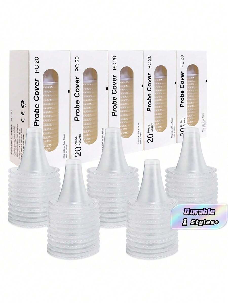3 cajas, 60 piezas de cubiertas desechables para termómetro de oído, puntas de termómetro de alta calidad y grado profesional - Blanco - Ver 1