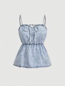 SHEIN MOD 女士休闲牛仔吊带背心 - 藍色 - 查看 1