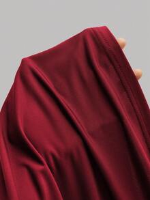 Rustia Gaun Pesta Liburan Elegan Model A-Line Berkerut untuk Wanita Ukuran Plus untuk Musim Panas, Model Halter dengan Ikatan Pita dan Dekorasi Bintang Laut - Burgundy - View 3