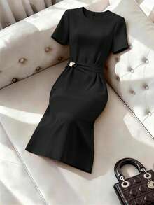 Women Midi Dresses - Black - View 5
