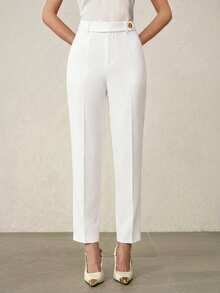 MOTF PREMIUM MINIMALIST COMMUTER SLIM FIT ANKLE SUIT PANTS, SPRING/SUMMER - White - View 4