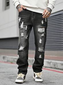 Devon Thys Quần jeans nam dáng suông màu xanh bạc hà, thích hợp mặc ngoài trời, mùa Thu/Đông. - Nhiều màu - Xem 5
