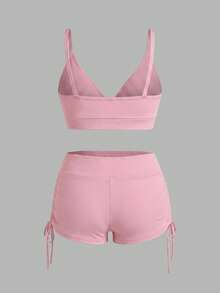 Sweetra CURVE 2026 New Summer Beach Vacation Cherry Print Swimsuit Set Pink - Pink - View 4