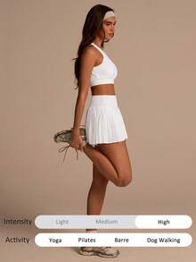 Fluxe Áo ngực thể thao nữ màu trơn, thiết kế dây chéo phía sau, thích hợp mặc hàng ngày. - trắng - Xem 6