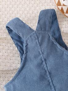 SHEIN Baby Boys' Solid Color Zip-up Coveralls - Blue - View 6