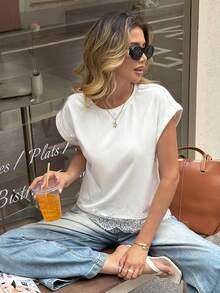 SHEIN LUNE 女款休閒優雅蕾絲拼接三件套，適合夏季度假、通勤及日常穿著，時尚短袖T恤搭配，黑白配色，適合女性度假、夏季假期、節慶、海灘度假、鄉村音樂會，夏季上衣 - 彩色 - 查看 8