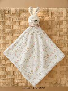 Cozy Pixies 1 pieza Toalla suave con estampado lindo de primavera y verano, color contrastante y conejo lindo, adecuada para bebés y niños - Multicolor - Ver 1