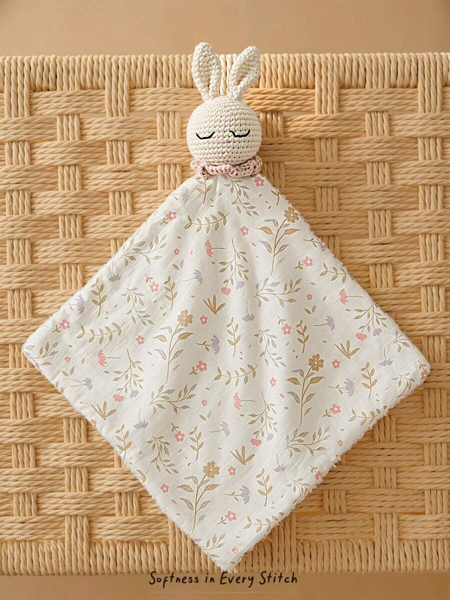 Cozy Pixies 1 pieza Toalla suave con estampado lindo de primavera y verano, color contrastante y conejo lindo, adecuada para bebés y niños - Multicolor - Ver 1