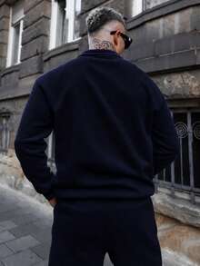 Artur Kramer 2件套男士休闲长袖运动衫和裤子套装 - 藏蓝色 - 查看 2