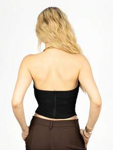 PRISCILA ESCOTO PRISCILA ESCOTO Summer Black Tube Top Corset Top, Country Concert Top Top, Concert Women Clothing - Black - View 2