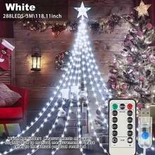 1PC USB Powered LED Waterfall Lights, Star String Lights, With Remote Control, 8 Modes Of Outdoor And Indoor Fairy Lights, Adjustable Height, Infrared Sensor, Suitable For Courtyard, Party,Christmas Tree, Halloween, And Thanksgiving Decoration,Colorful Light String/White Light /Warm Light String - white light - View 8