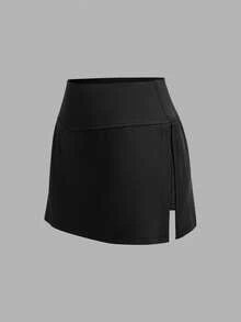 SHEIN EZwear Bộ 2 chiếc váy ngắn dệt kim đen trắng kiểu dáng thường ngày - Nhiều màu - Xem 5