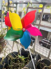 8/12/15/30pcs/Set Colorful Windmill Set, DIY Windmill Set, Plastic Material, Garden Decor, Suitable For Outdoor Parties, Yards, Farms And Parks - one size fits all - View 6