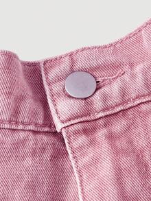 Sweetra Quần short nữ cỡ lớn thêu hoa hướng dương tối giản màu hồng - Hồng - Xem 3