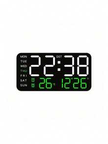 LED Digital Wall Clock With Temperature Display, Date And Weekday - Dual Alarm, 12/24 Hour Format, Perpetual Calendar, Rectangular, Ideal For Bedroom Decor - Battery model - View 12
