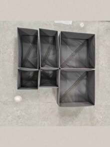 Juego de cajas de almacenamiento de múltiples piezas - Caja de almacenamiento de ropa interior plegable, Juego de cajas de almacenamiento de ropa, Cajas de almacenamiento de cartón con cremallera en la parte inferior, Cajas de almacenamiento de unicolor minimalistas para el control remoto de la sala de estar, lencería y ropa interior del dormitorio, artículos varios del baño, decoración del hogar, decoración del dormitorio, cajas de almacenamiento de estilo minimalista de varios tamaños para diferentes artículos - Gris Oscuro - Ver 12