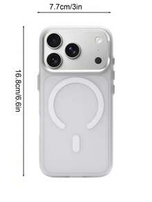 1pc Electroplated Camera Skin Feel Matte Phone Case Compatible With IPhone 17 Pro Max Magnetic Wireless Charge PC Cover - White - View 8