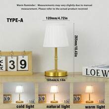 1 Pieza Lámpara de escritorio de tela LED recargable por USB, con batería recargable incorporada de larga duración, 3 modos de temperatura de color regulables con un toque, lámpara de mesa para uso en exteriores, patio, jardín, interiores, dormitorio, sala de estar, comedor, lámpara portátil para acampar - Multicolor - Ver 14