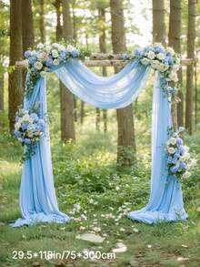 1pc Blue Wedding Arch Fabric, Transparent Sheer Backdrop Curtain, Suitable For Wedding Ceremony, Party Ceiling Decor - multicolor - View 9