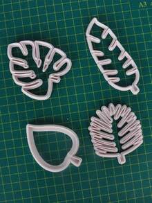 4pcs Palm Leaf Shaped DIY Plastic Durable Kitchen Baking Cookie Cutter - White - View 5