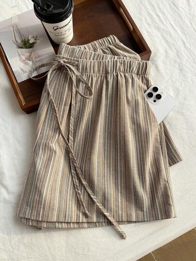 Comfortcana Plus Size Casual Loose Drawstring Solid Color Comfortable Shorts, Spring/Summer