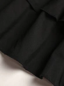 SHEIN Quần short cạp gập phối chấm bi đen dành cho nữ tuổi teen, thích hợp mặc thường ngày, thể thao, đi học, hoặc chuẩn bị cho năm học mới, kèm chân váy xòe hai lớp bèo nhún. - màu đen - Xem 5