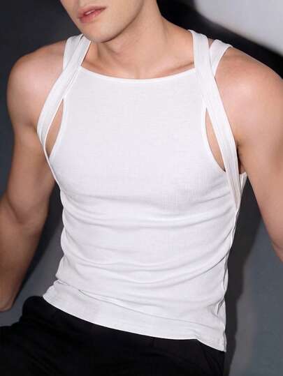 Manfinity Dauomo Men's Hollow Out Tight Fit Sexy Tank Top